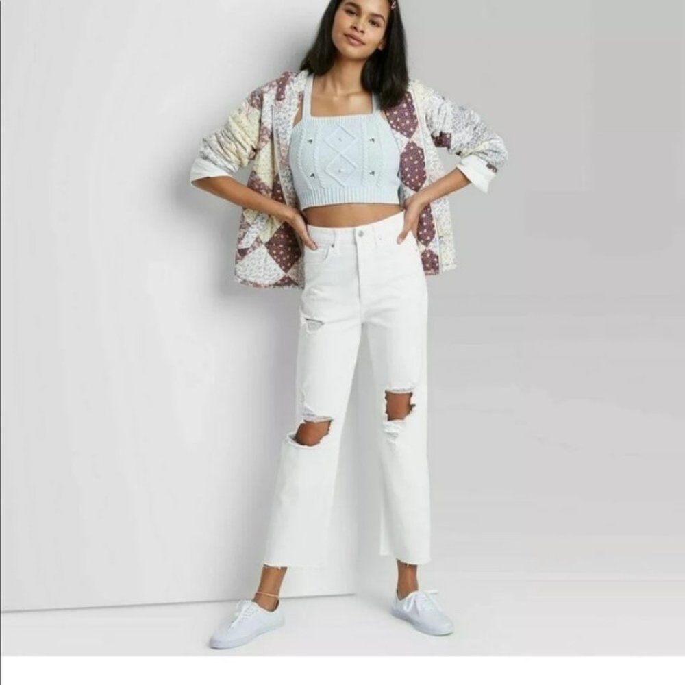 Wild Fable Women's Highest Rise Distressed Straight Jeans 14